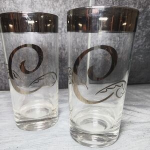 Vintage Dorothy Thorpe Monogram Letter "C" Set of 2 Glass Tumblers